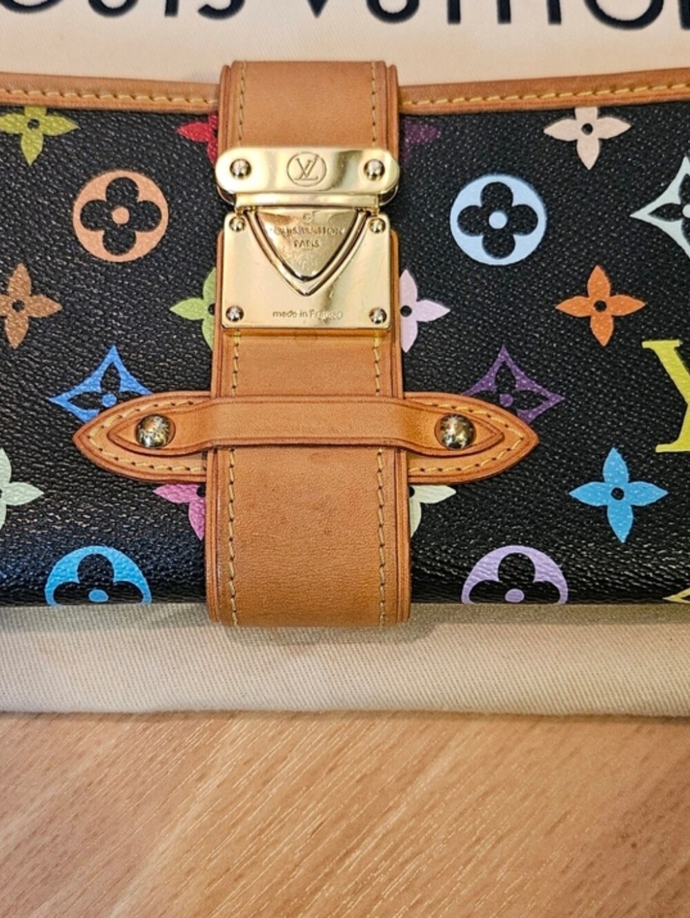 Louis Vuitton x Takashi Murakami RARE Black Multicolor Monogram Shirley Clutch - Picture 5 of 14